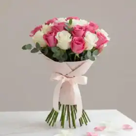 Pink & White Rose Bouquet
