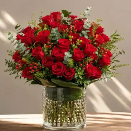red roses flower bouquet