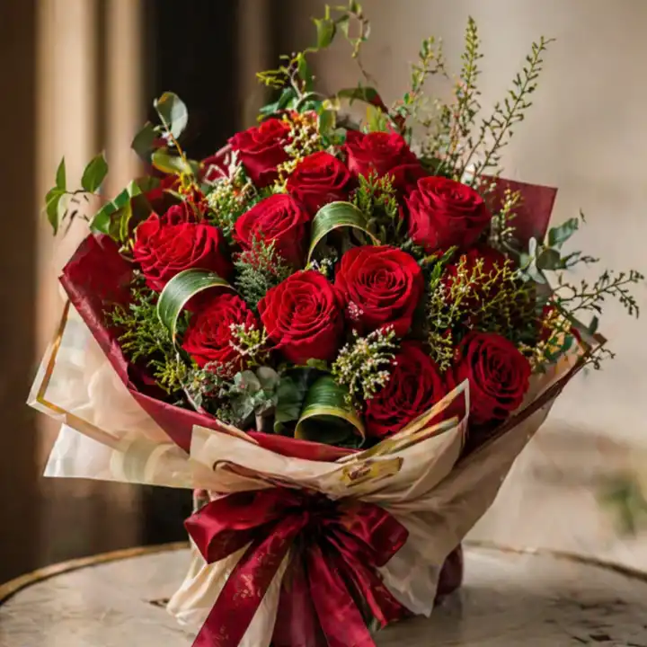Velvet Luxe Red Roses 1 red roses in a bouquet