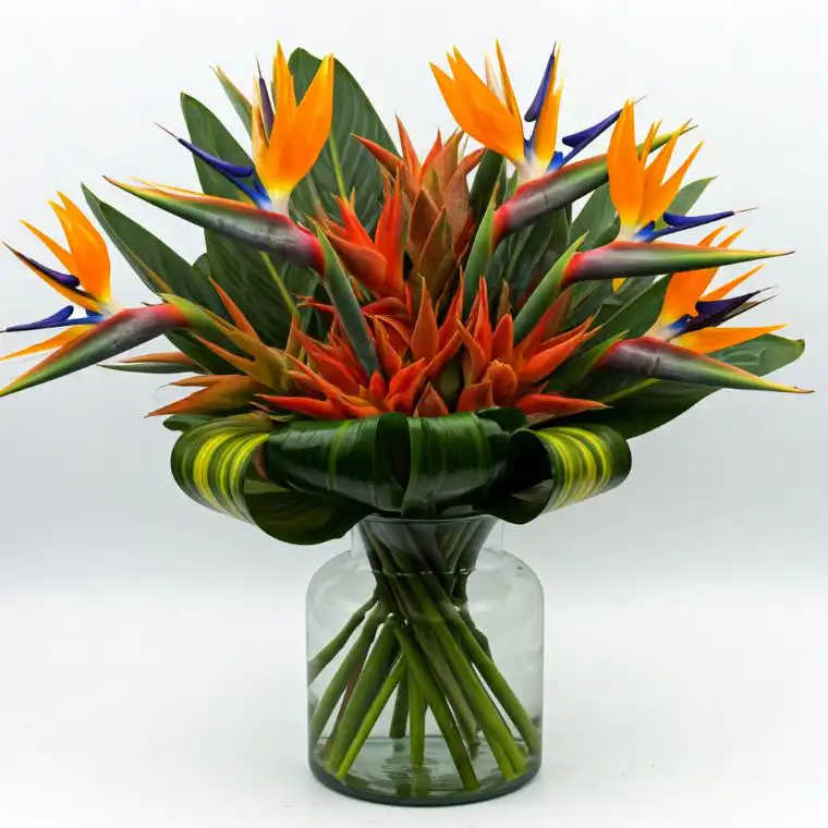 Modern Tropical Bird of Paradise Luxury Vase Arrangement 1 Bird of Paradise Bouquet