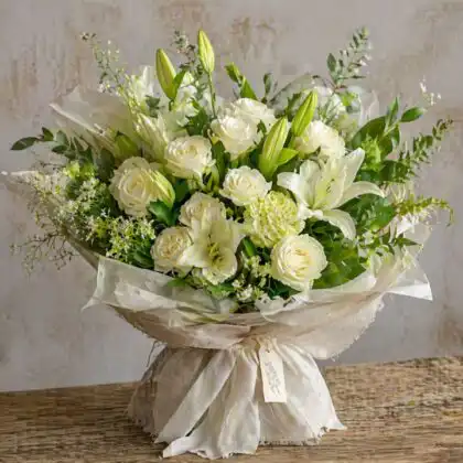 white rose and lily bouquet​