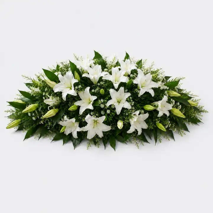 Classic White Lily Coffin Spray 2 Classic White Lily Coffin Spray