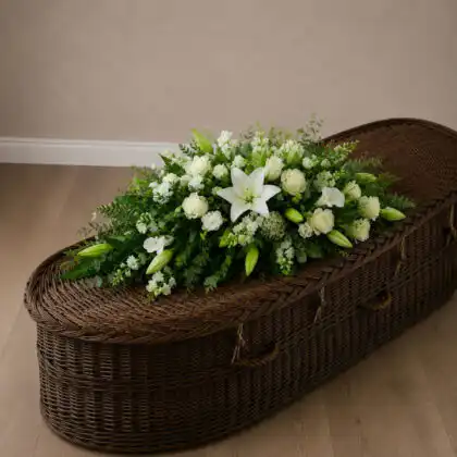Premium White Lily and Rose Coffin Spray