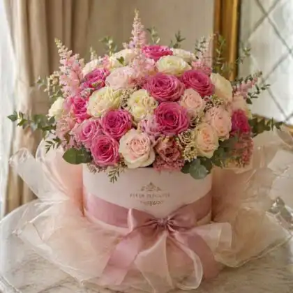 white roses hat box