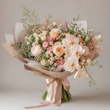 roses and orchid bouquet