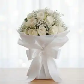 Bridal Rose & Baby's Breath Bouquet