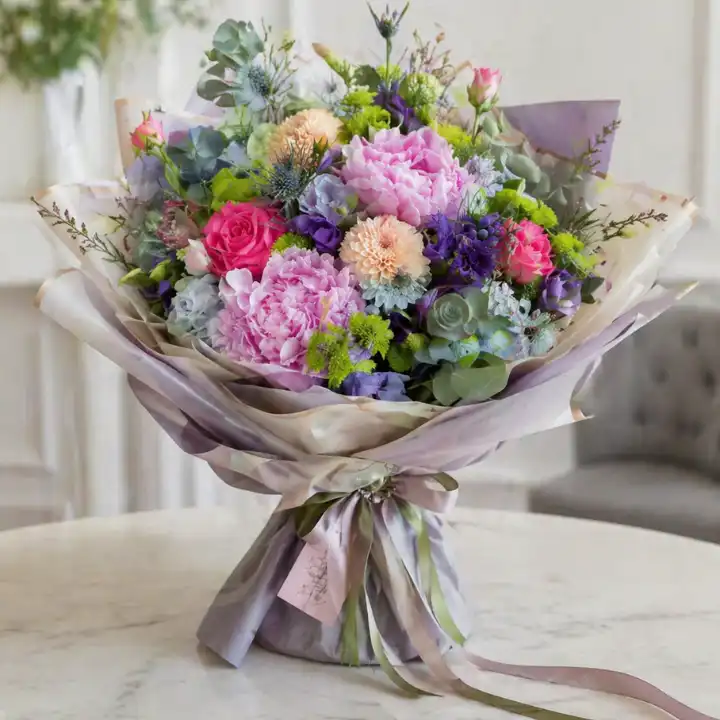 Modern Sculpture Bouquet 1 peonies and hydrangeas bouquet