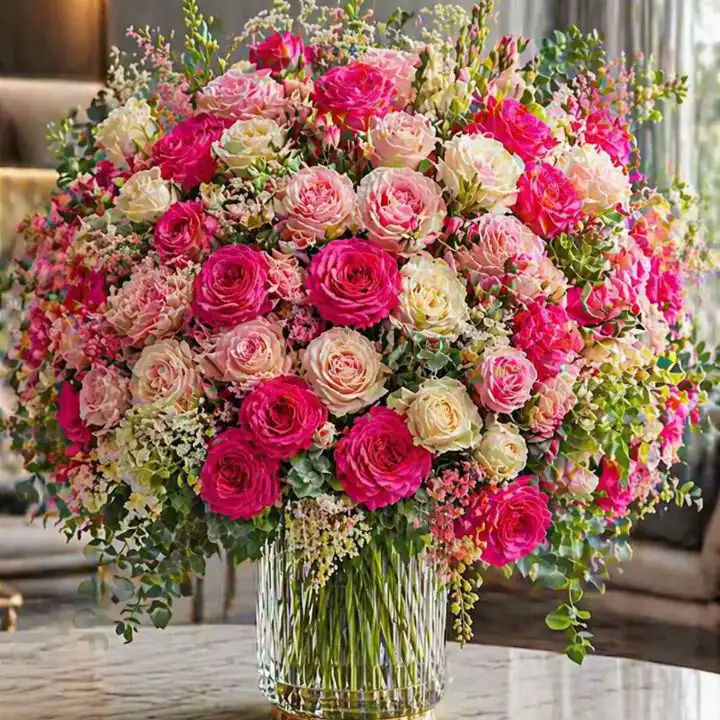 The Serenity Bouquet: Pink & White Roses 1 white and pink roses bouquet