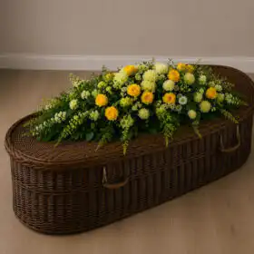Premium Yellow Rose and Carnation Coffin Spray