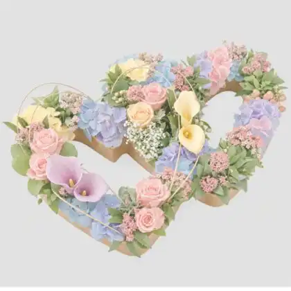 Sweet Double Heart Funeral Wreath