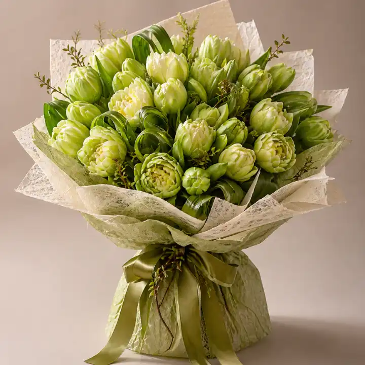 Luxury Lime Green Parrot Tulip Bouquet 1 Green Tulips Bouquet