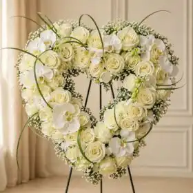 The Eternal Love Heart: A Premium Tribute in Cream and White