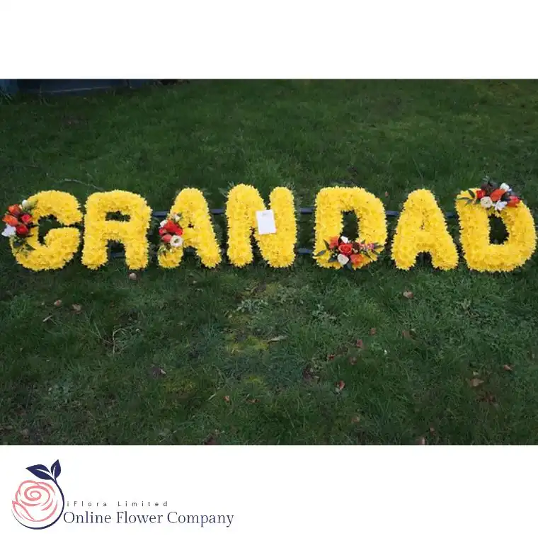 Grandad Tribute - Royal Yellow & Blue Floral Letters 2 Grandad Tribute - Royal Yellow & Blue Floral Letters - Image 2