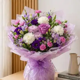 New Princess Bouquet - Purple, Pink, and Cream/White Flowers.