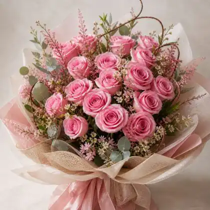 24 pink roses bouquet