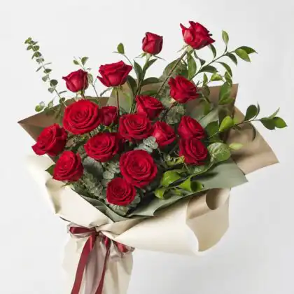 Hand Tied Red Rose Bouquet