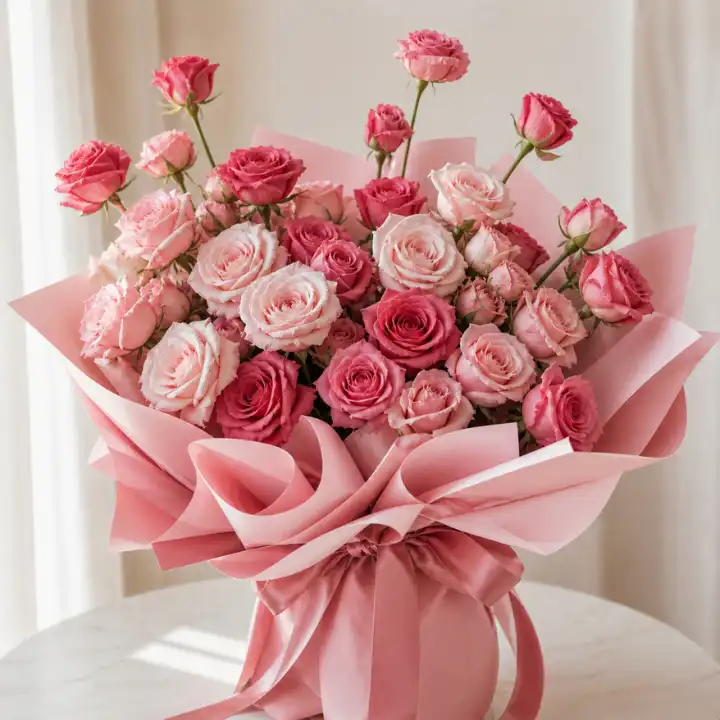 Dome Style - Pink Rose Bouquet 1 Pink Rose Flower Bouquet