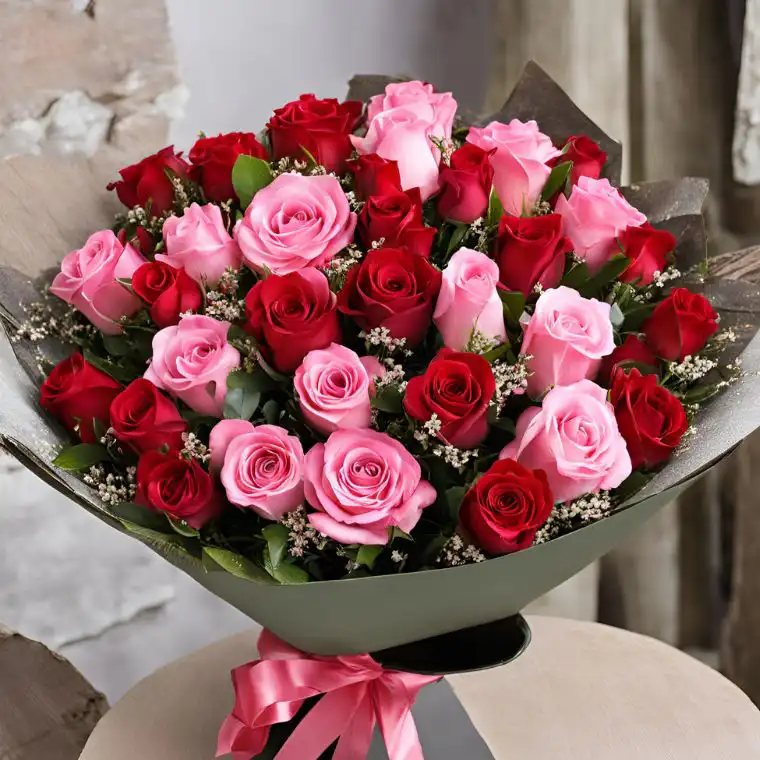 Blissful Pink & Red Roses Burst 2 Blissful Pink & Red Roses Burst - Image 2