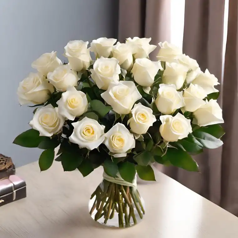 The Luxurious 18 White Rose Bouquet 2 The White and Purple Bouquet Special Offer features a beautiful mix of white and purple flowers, creating an elegant and meaningful gift. This arrangement is ideal for various occasions, adding a touch of class to birthdays, anniversaries, or celebrations. Fresh and beautifully arranged, with next-day delivery across the UK, this bouquet ensures your gift will arrive on time and in perfect condition.
