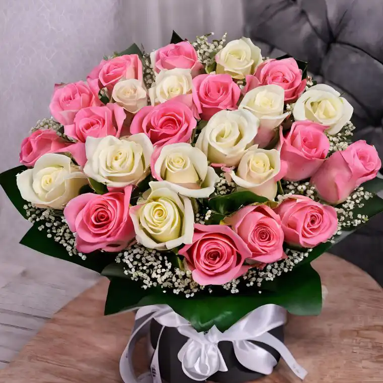 Luxury Pink and White Roses Bouquet 2 Luxury Pink and White Roses Bouquet - Image 2