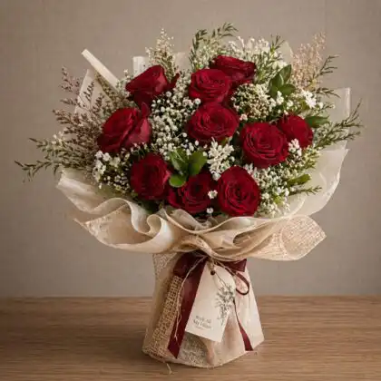 white rose and carnation bouquet
