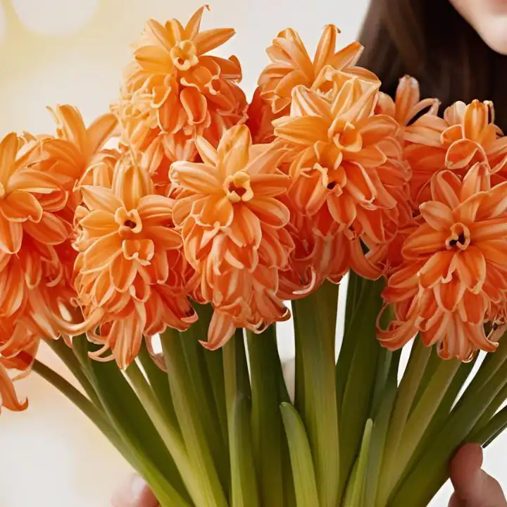 Orange Hyacinth flowers bouquet 2 Vibrant Orange Hyacinth Mother's Day Flowers Bouquet - Perfect for Gifting