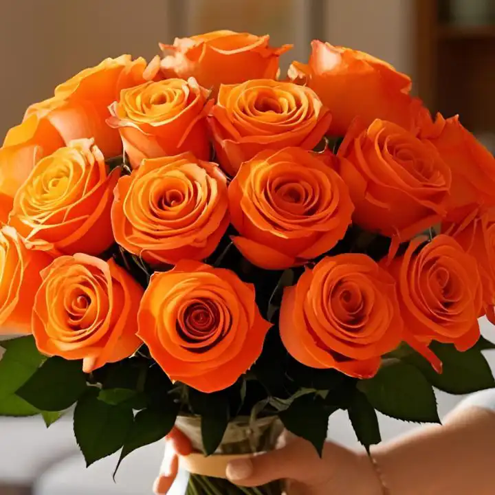 Radiant Orange Rose Luxury Bouquet 2 Orange Rose Flower Bouquet Delivery for Mother’s Day UK - Fresh & Vibrant Roses for Your Special Day
