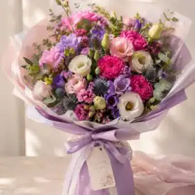 Luxury Purple Freesia and Carnation Bouquet