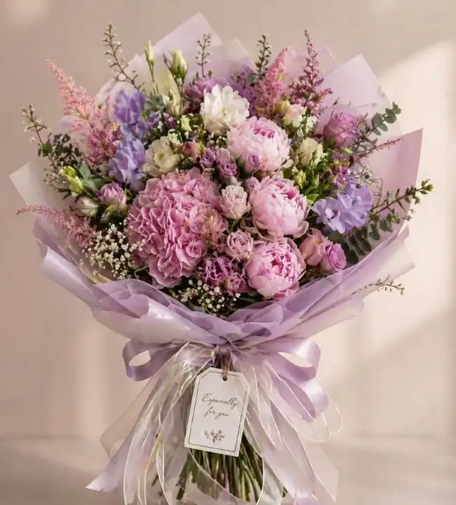 Peonies, Hydrangea & Orchid Bouquet 1 Spring in Pink Bouquet