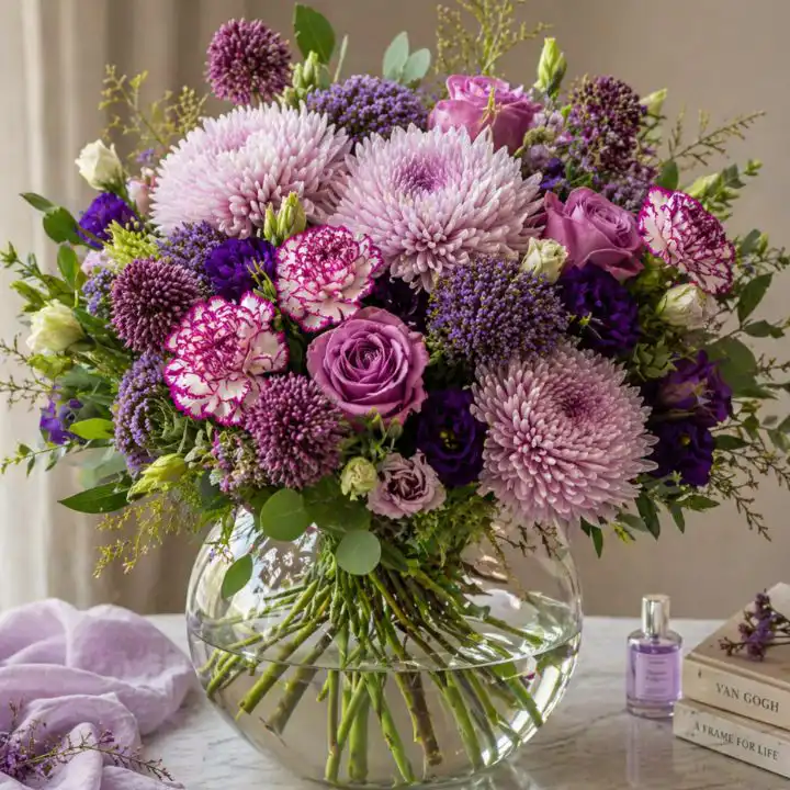 The Lavender Serenade: A Luxury Pink & Purple Bouquet 1 carnation and chrysanthemum bouquet
