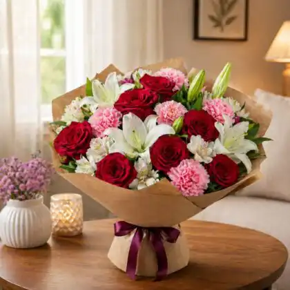 chrysanthemum and roses flower arrangement