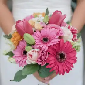 Pink Ranunculus, Tulip and Gerbera Bouquet for Bridal