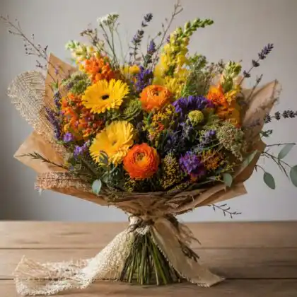 sunflower and lavender bouquet