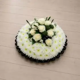 Elegant White Chrysanthemum and Cream Rose Posy Pad