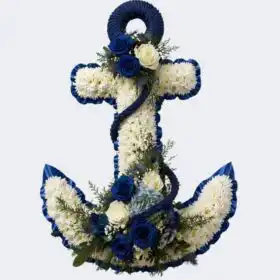 Red Rose and White Chrysanthemum Anchor Funeral Tribute