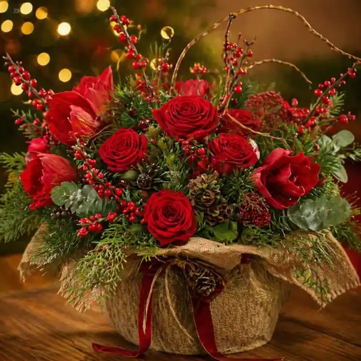 Christmas Basket Flower Arrangements 1 Christmas Basket Flower Arrangements
