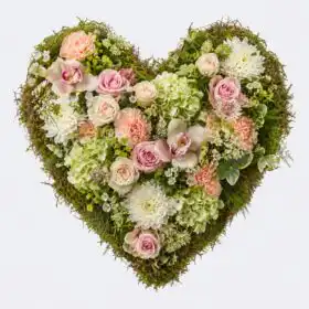 Soft Pink Rose Heart Funeral Tribute