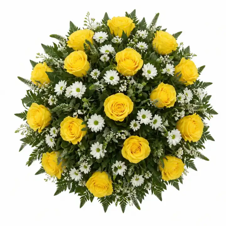 Hand-tied Yellow Rose Posy with White Daisies and Veronica 1 Yellow Rose Posy