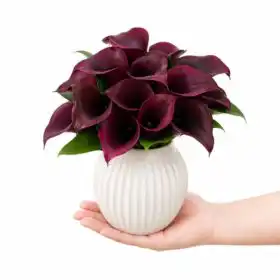 Dark Purple Calla Lily Bouquet in Glass Vase