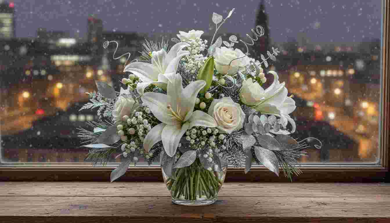 Christmas Flower Delivery Leeds – Festive Gifting 2 A traditional evergreen Christmas wreath adorned with red berries and a large red ribbon, a popular option for Christmas Flower Delivery Leeds.