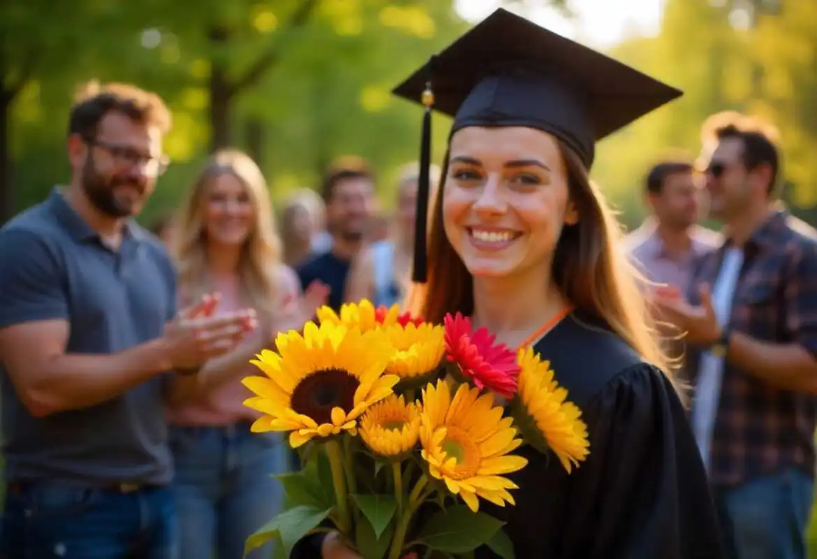 Send Congratulations with Flowers – Thoughtful Bouquets for Every Celebration 2 Graduation Congratulations Bouquet in Hands of Graduate