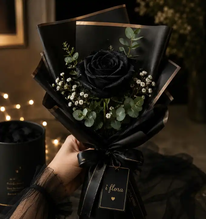 Stunning Dark Elegance Black Roses Bouquet 2 1 Black Roses Bouquet